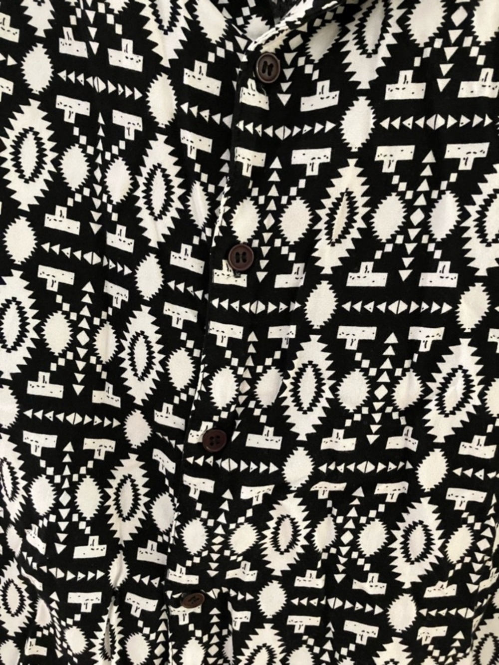 Primark Tribal Print Short Sleeve Button Down Summer Lightweight Shirt Medium - Picture 2 of 10